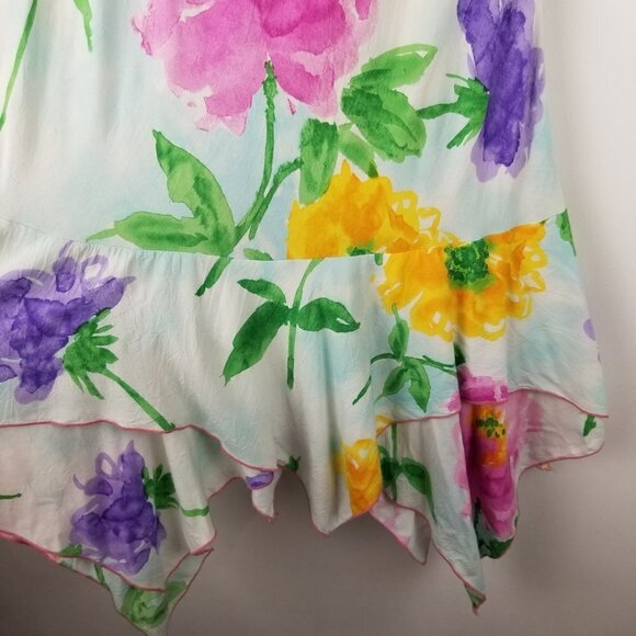 Jams World Small Sky Flower Midi Skirt Floral Handkerchief Hem‎ Spring Hawaii - Picture 10 of 11